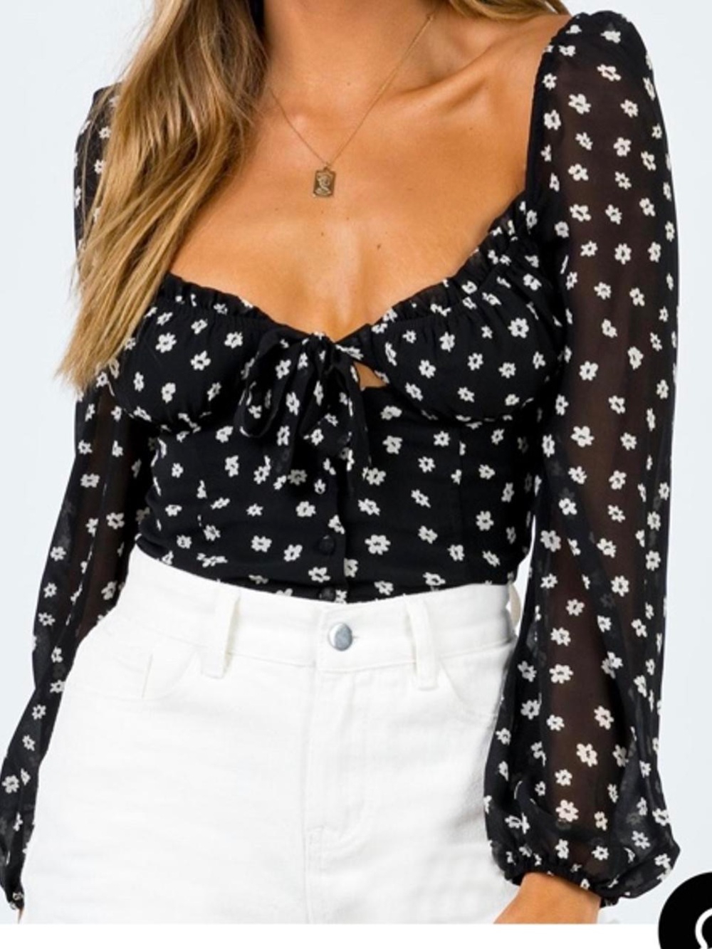 Princess Polly Black Floral Blouse